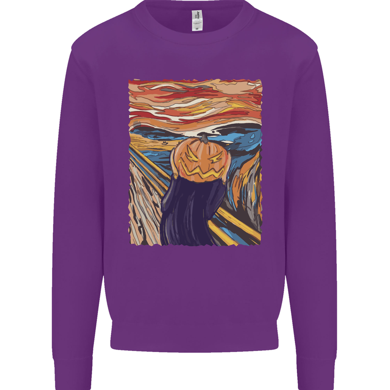 Pumpkin Scream Painting Halloween Kids Sweatshirt Jumper Purple