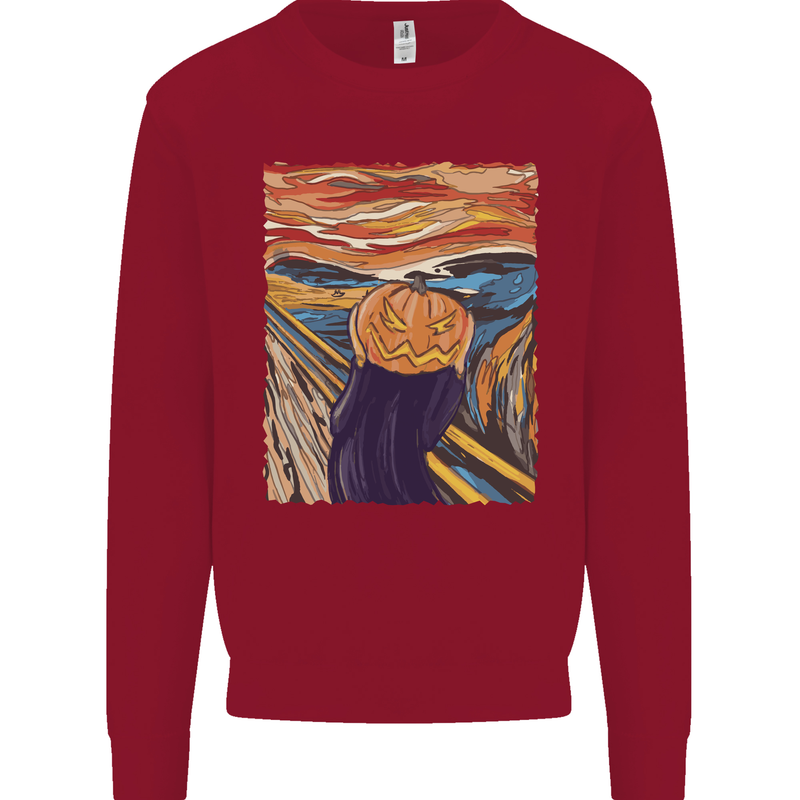 Pumpkin Scream Painting Halloween Kids Sweatshirt Jumper Red