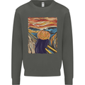 Pumpkin Scream Painting Halloween Kids Sweatshirt Jumper Storm Grey