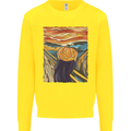 Pumpkin Scream Painting Halloween Kids Sweatshirt Jumper Yellow