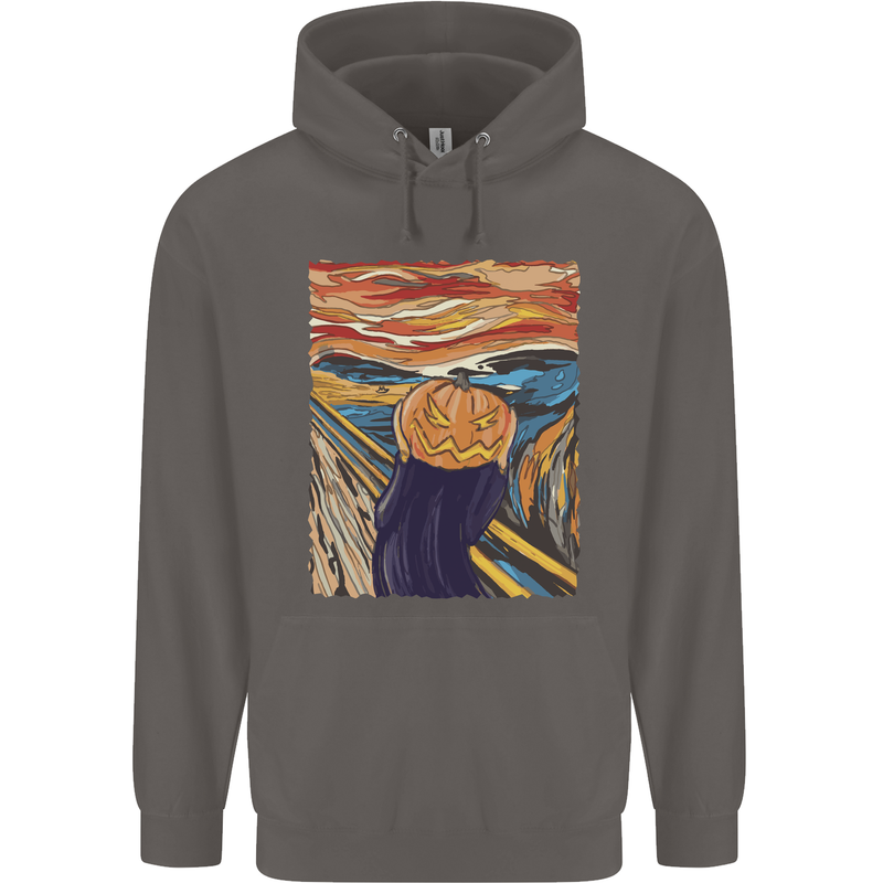 Pumpkin Scream Painting Halloween Mens 80% Cotton Hoodie Charcoal