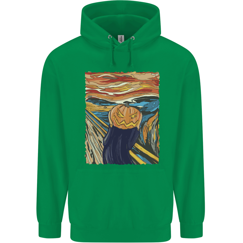 Pumpkin Scream Painting Halloween Mens 80% Cotton Hoodie Irish Green