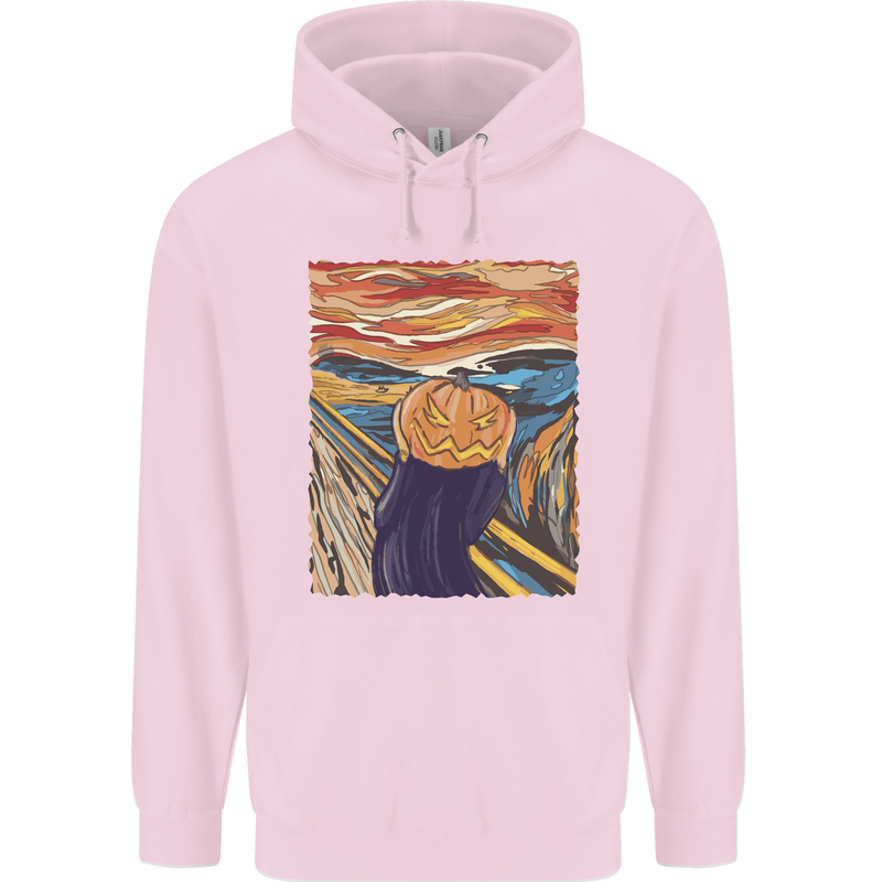 Pumpkin Scream Painting Halloween Mens 80% Cotton Hoodie Light Pink