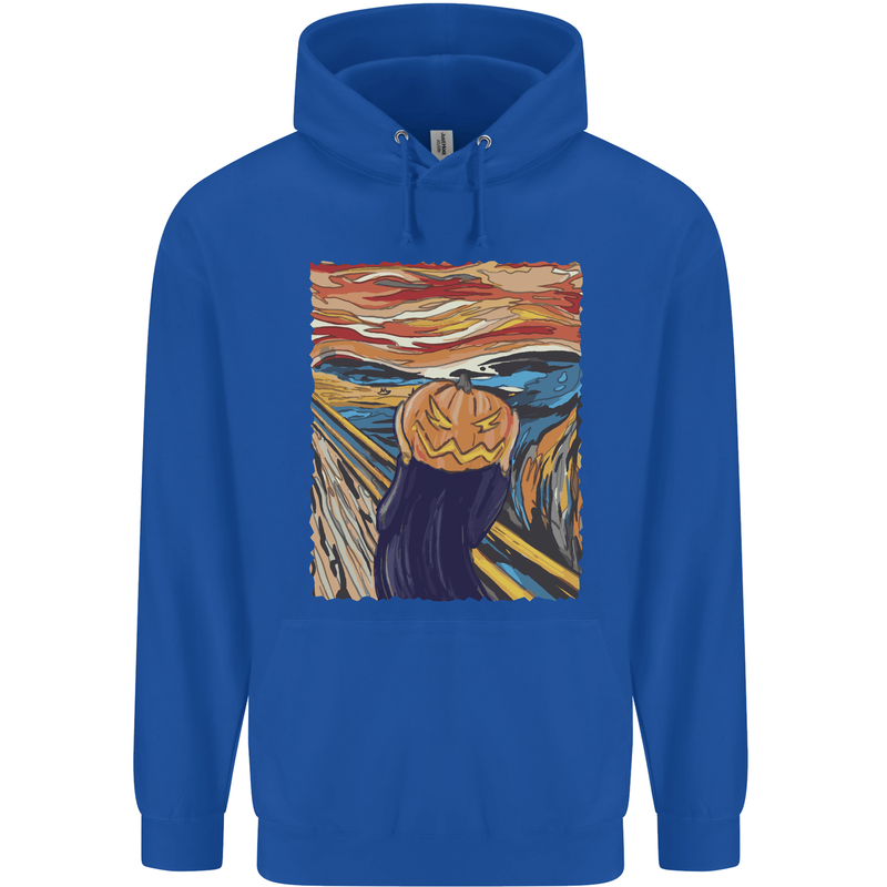 Pumpkin Scream Painting Halloween Mens 80% Cotton Hoodie Royal Blue