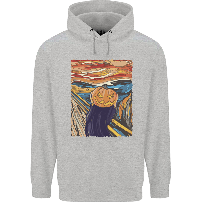 Pumpkin Scream Painting Halloween Mens 80% Cotton Hoodie Sports Grey