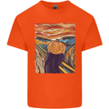 Pumpkin Scream Painting Halloween Mens Cotton T-Shirt Tee Top Orange