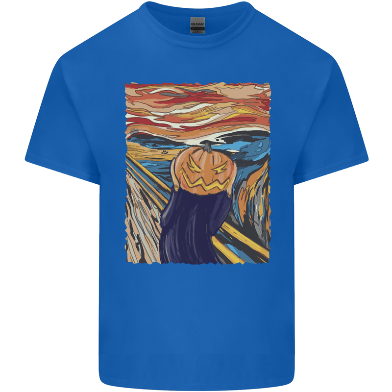 Pumpkin Scream Painting Halloween Mens Cotton T-Shirt Tee Top Royal Blue