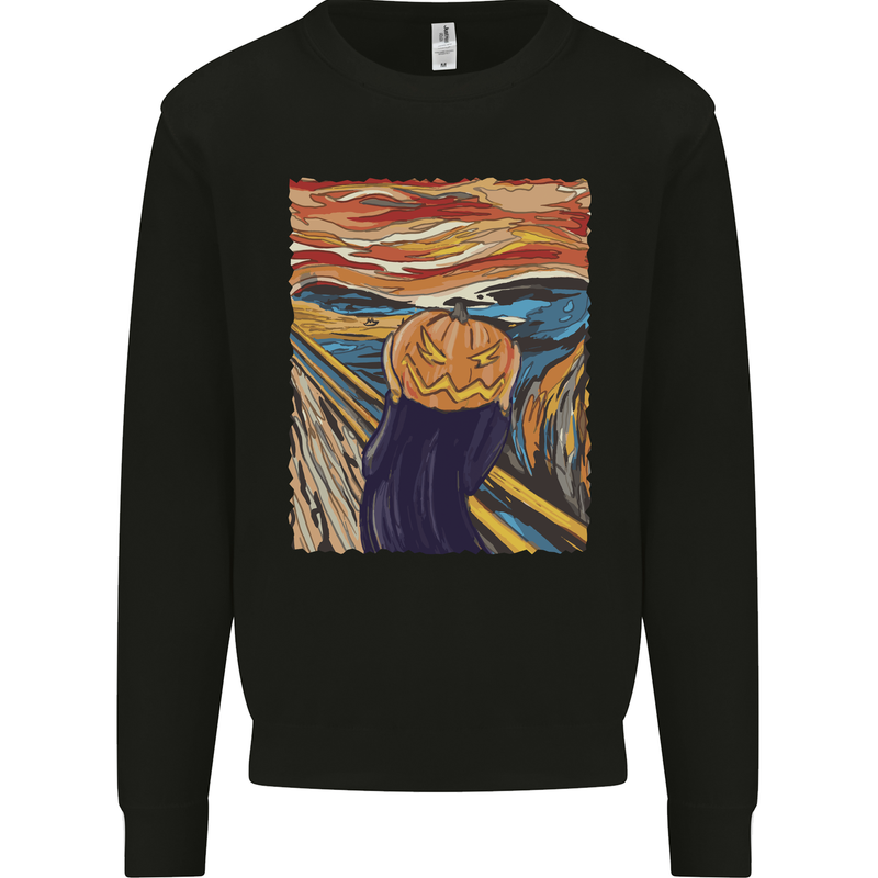 Pumpkin Scream Painting Halloween Mens Sweatshirt Jumper Black