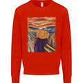 Pumpkin Scream Painting Halloween Mens Sweatshirt Jumper Bright Red