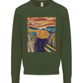 Pumpkin Scream Painting Halloween Mens Sweatshirt Jumper Forest Green