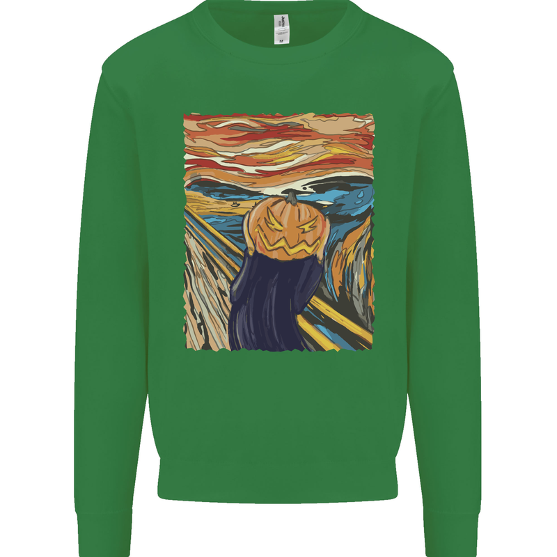 Pumpkin Scream Painting Halloween Mens Sweatshirt Jumper Irish Green