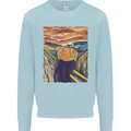 Pumpkin Scream Painting Halloween Mens Sweatshirt Jumper Light Blue