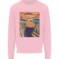 Pumpkin Scream Painting Halloween Mens Sweatshirt Jumper Light Pink
