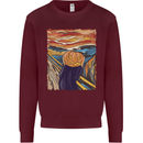 Pumpkin Scream Painting Halloween Mens Sweatshirt Jumper Maroon