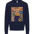 Pumpkin Scream Painting Halloween Mens Sweatshirt Jumper Navy Blue