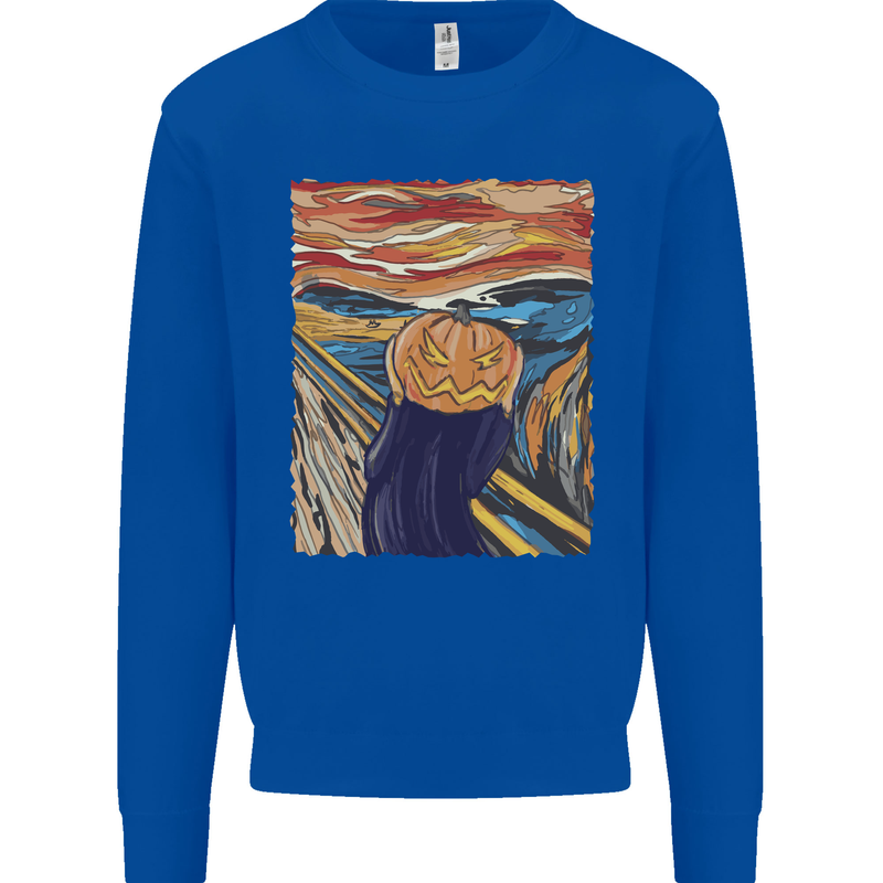 Pumpkin Scream Painting Halloween Mens Sweatshirt Jumper Royal Blue