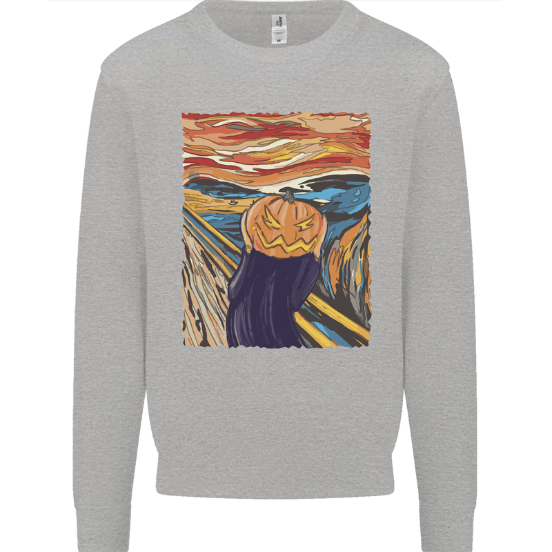 Pumpkin Scream Painting Halloween Mens Sweatshirt Jumper Sports Grey