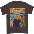 Pumpkin Scream Painting Halloween Mens T-Shirt 100% Cotton Dark Chocolate