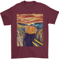 Pumpkin Scream Painting Halloween Mens T-Shirt 100% Cotton Maroon