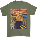 Pumpkin Scream Painting Halloween Mens T-Shirt 100% Cotton Military Green