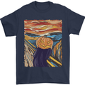 Pumpkin Scream Painting Halloween Mens T-Shirt 100% Cotton Navy Blue