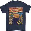 Pumpkin Scream Painting Halloween Mens T-Shirt 100% Cotton Navy Blue