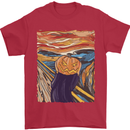 Pumpkin Scream Painting Halloween Mens T-Shirt 100% Cotton Red