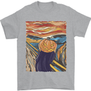 Pumpkin Scream Painting Halloween Mens T-Shirt 100% Cotton Sports Grey