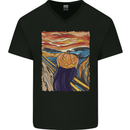 Pumpkin Scream Painting Halloween Mens V-Neck Cotton T-Shirt Black