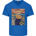 Pumpkin Scream Painting Halloween Mens V-Neck Cotton T-Shirt Royal Blue