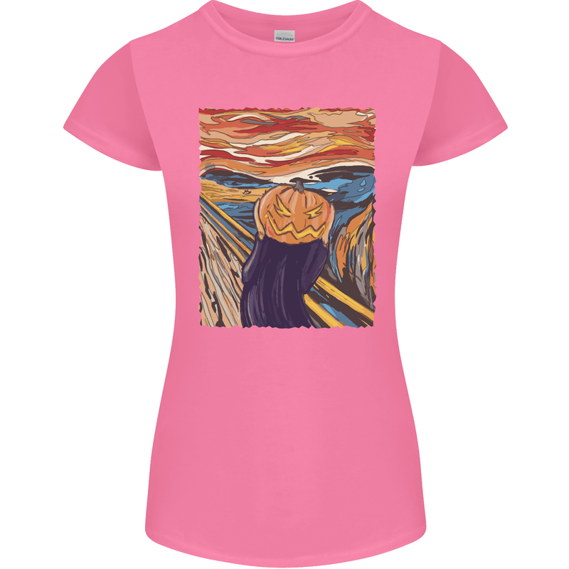Pumpkin Scream Painting Halloween Womens Petite Cut T-Shirt Azalea