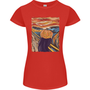 Pumpkin Scream Painting Halloween Womens Petite Cut T-Shirt Red