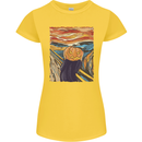 Pumpkin Scream Painting Halloween Womens Petite Cut T-Shirt Yellow