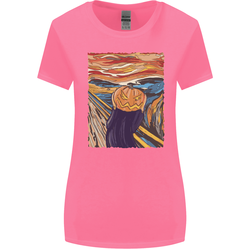 Pumpkin Scream Painting Halloween Womens Wider Cut T-Shirt Azalea
