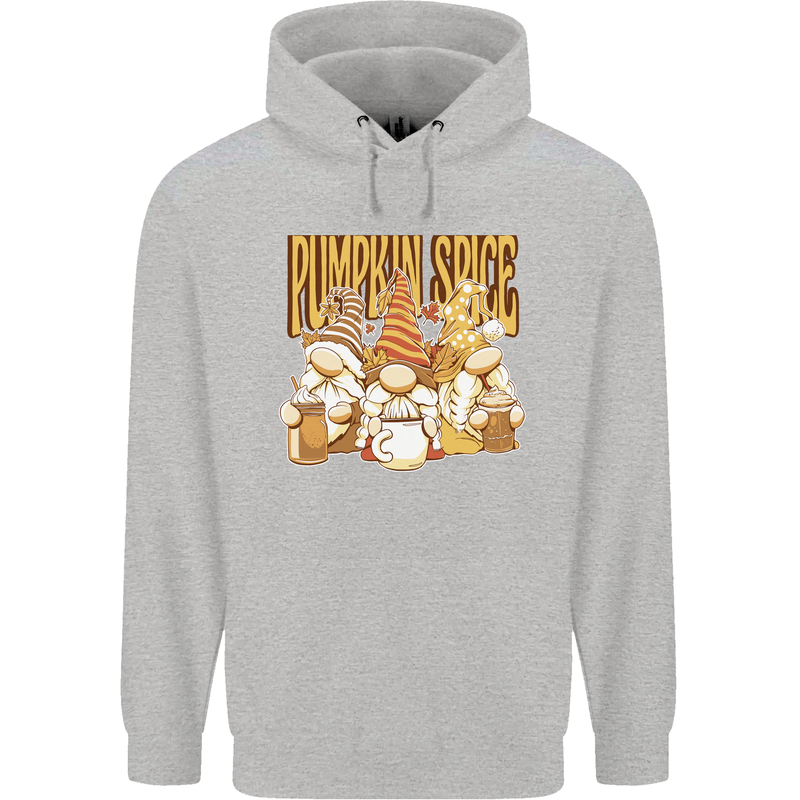 Pumpkin Spice Gnomes Halloween Childrens Kids Hoodie Sports Grey