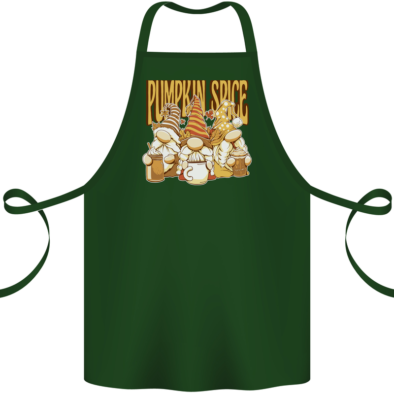 Pumpkin Spice Gnomes Halloween Cotton Apron 100% Organic Forest Green