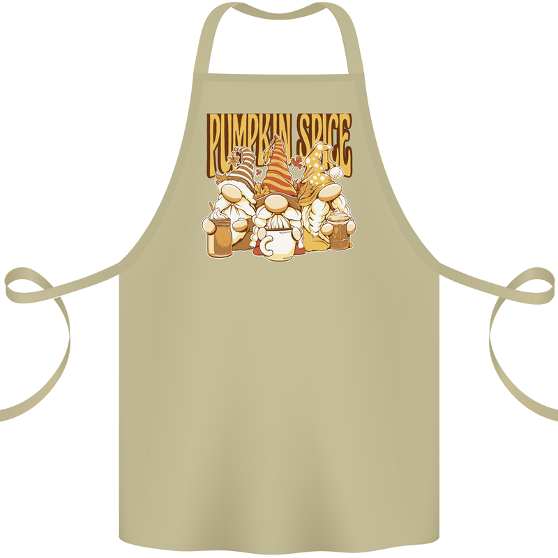 Pumpkin Spice Gnomes Halloween Cotton Apron 100% Organic Khaki