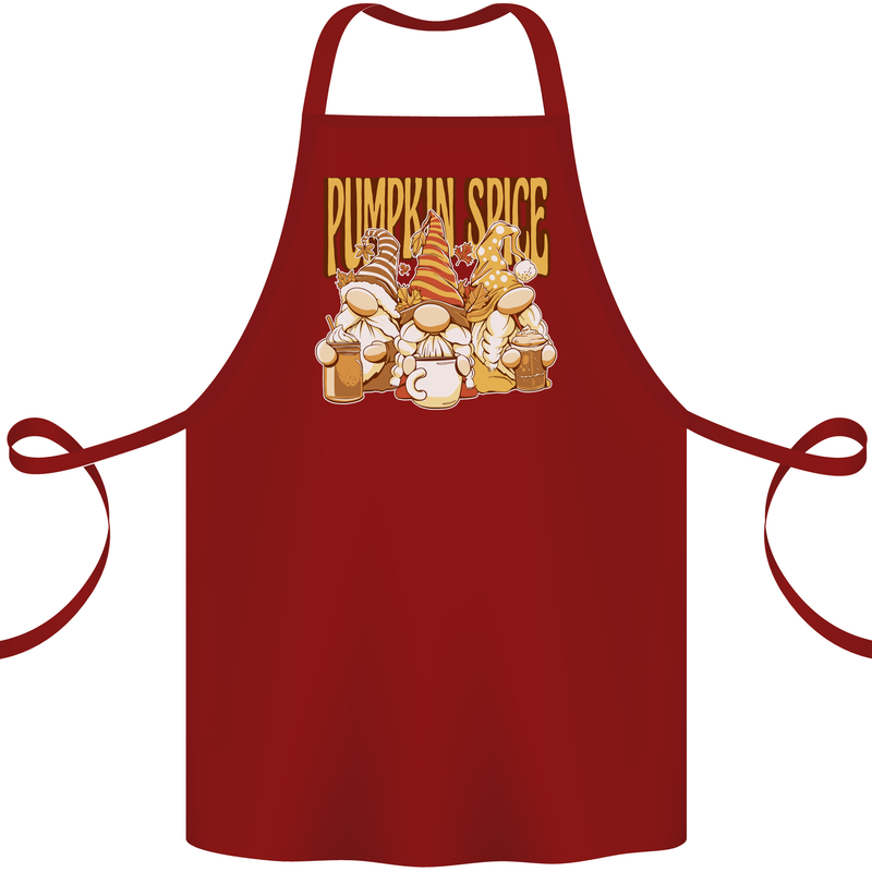 Pumpkin Spice Gnomes Halloween Cotton Apron 100% Organic Maroon