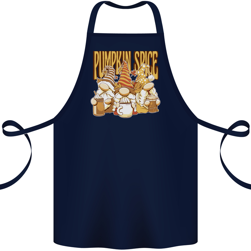 Pumpkin Spice Gnomes Halloween Cotton Apron 100% Organic Navy Blue