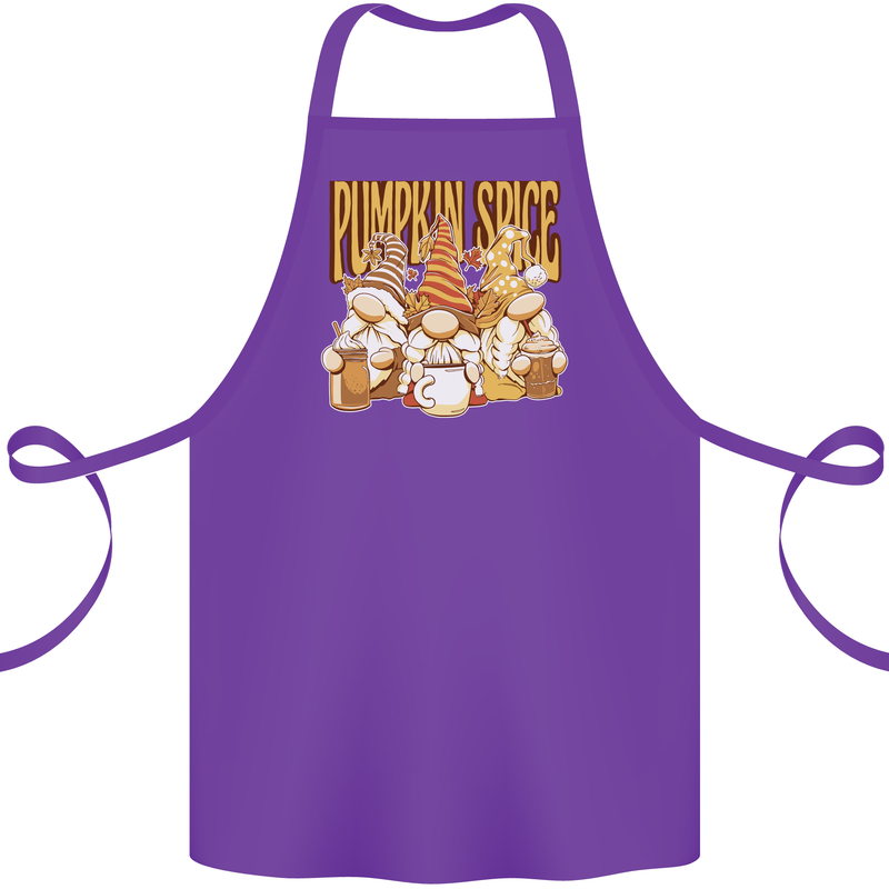 Pumpkin Spice Gnomes Halloween Cotton Apron 100% Organic Purple