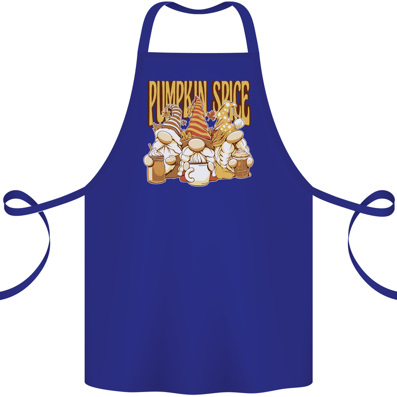 Pumpkin Spice Gnomes Halloween Cotton Apron 100% Organic Royal Blue