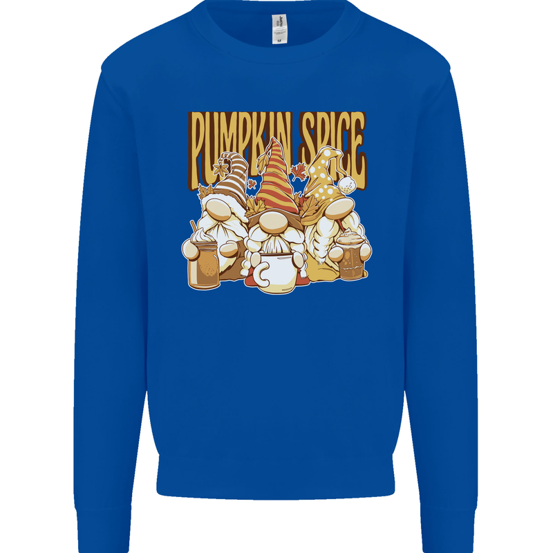 Pumpkin Spice Gnomes Halloween Kids Sweatshirt Jumper Royal Blue