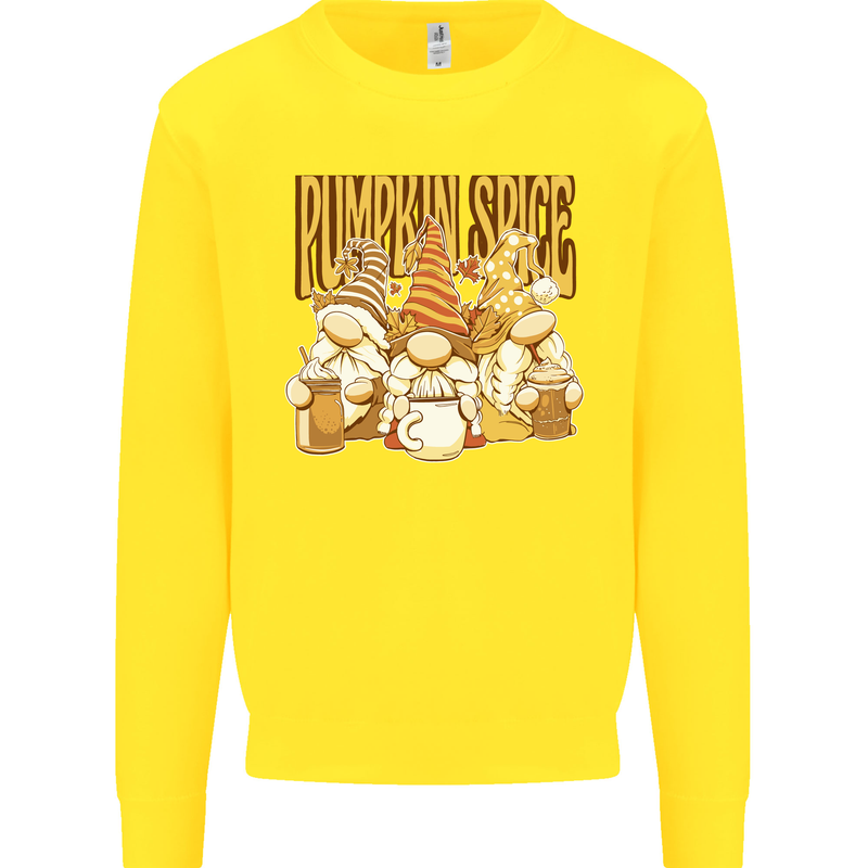 Pumpkin Spice Gnomes Halloween Kids Sweatshirt Jumper Yellow