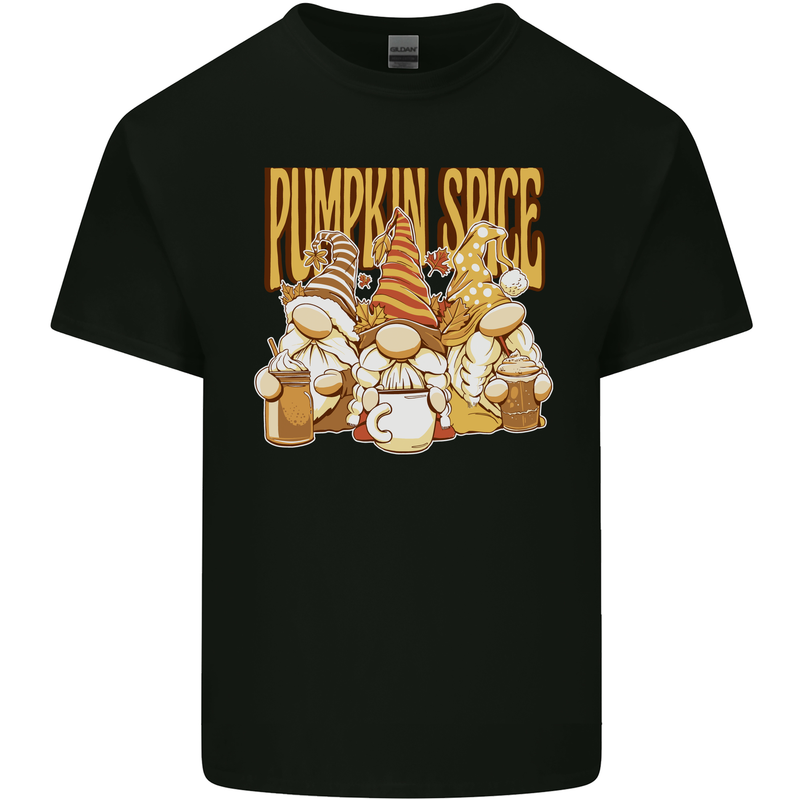 Pumpkin Spice Gnomes Halloween Mens Cotton T-Shirt Tee Top Black
