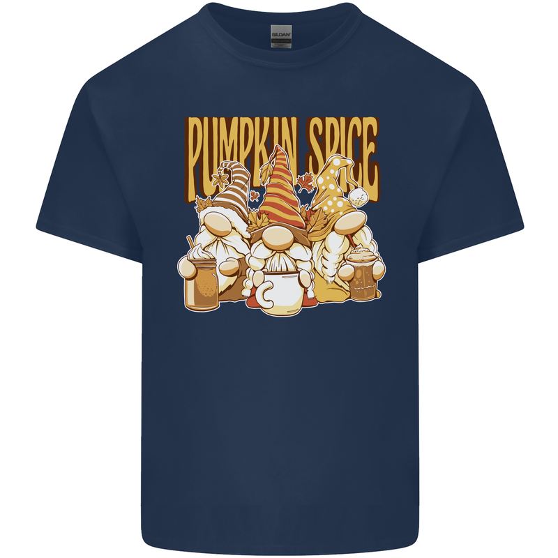 Pumpkin Spice Gnomes Halloween Mens Cotton T-Shirt Tee Top Navy Blue