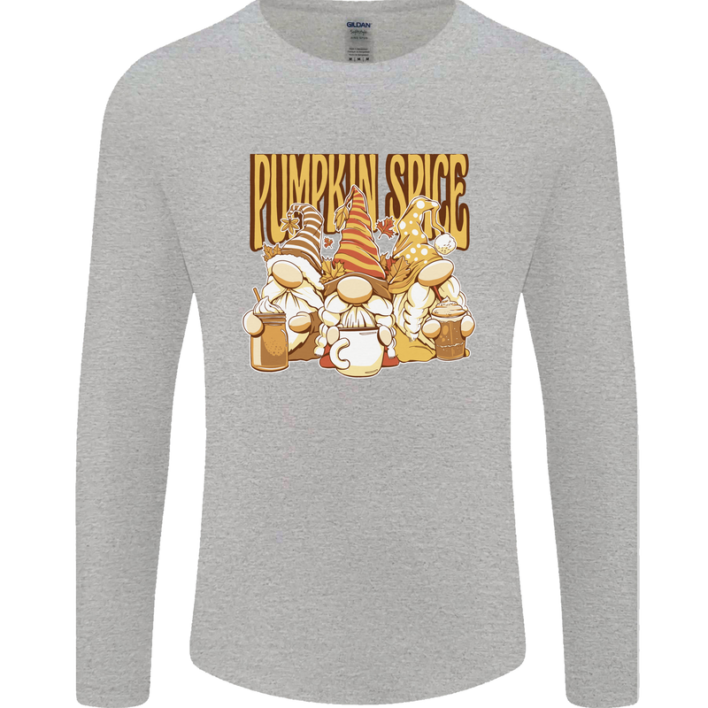Pumpkin Spice Gnomes Halloween Mens Long Sleeve T-Shirt Sports Grey
