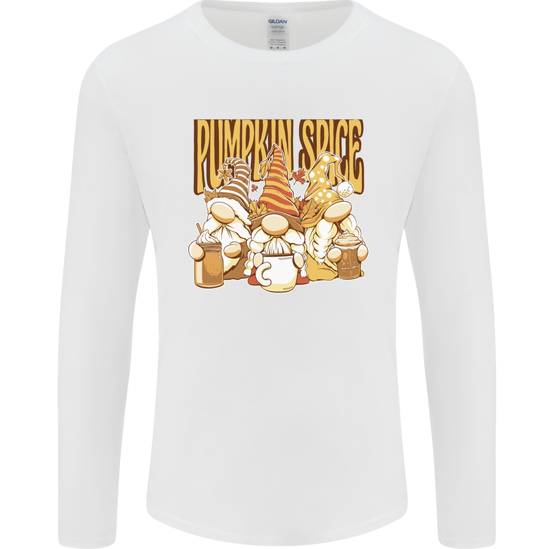 Pumpkin Spice Gnomes Halloween Mens Long Sleeve T-Shirt White