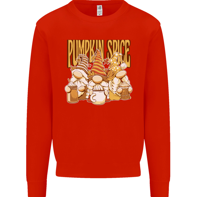 Pumpkin Spice Gnomes Halloween Mens Sweatshirt Jumper Bright Red