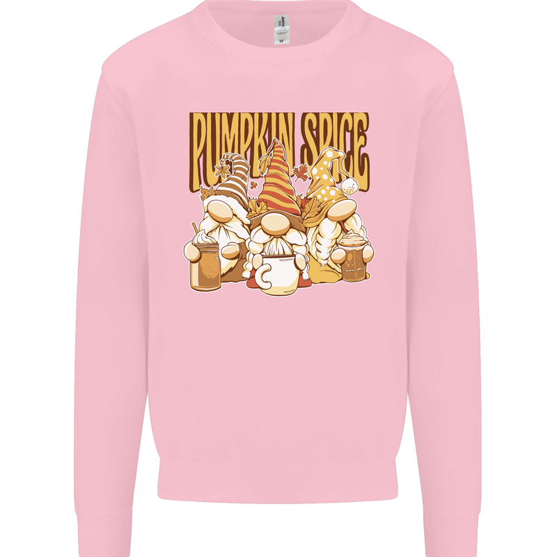 Pumpkin Spice Gnomes Halloween Mens Sweatshirt Jumper Light Pink