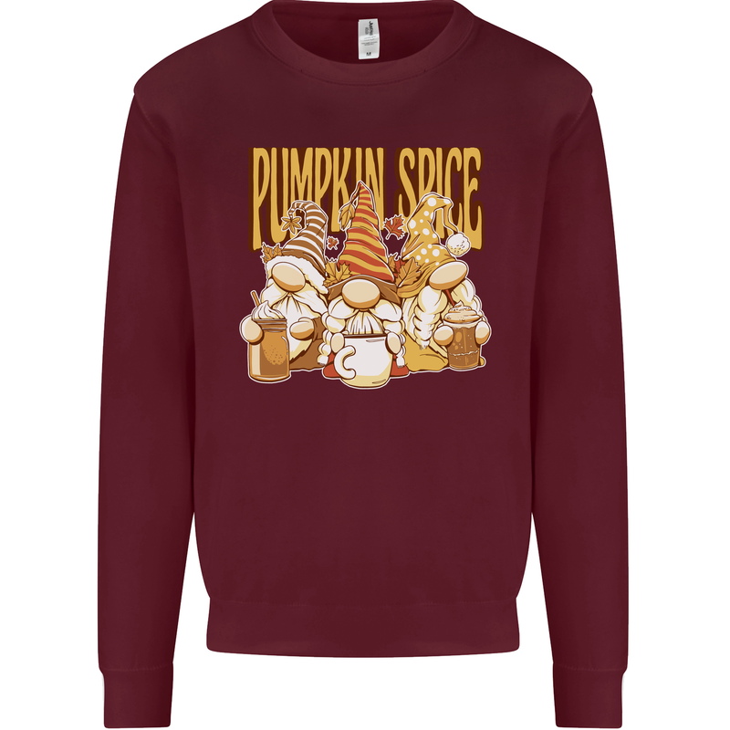 Pumpkin Spice Gnomes Halloween Mens Sweatshirt Jumper Maroon